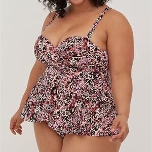 Torrid Leopard Pink One Piece Swimsuit 3X NWT D/DD 15900342